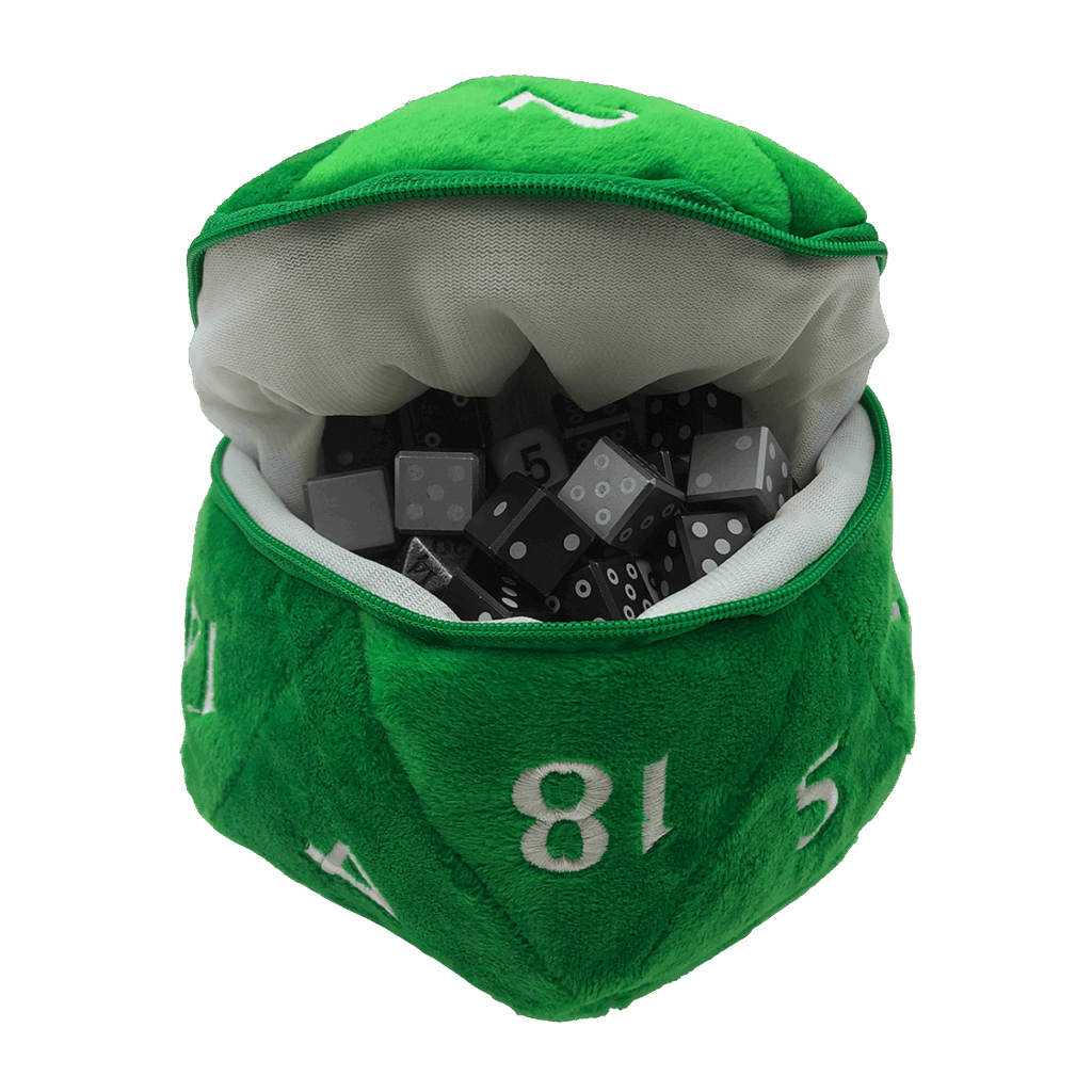 D20 Plush Dice Bag - Green