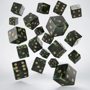 Full Pack of D6s: Bottle green & Gold